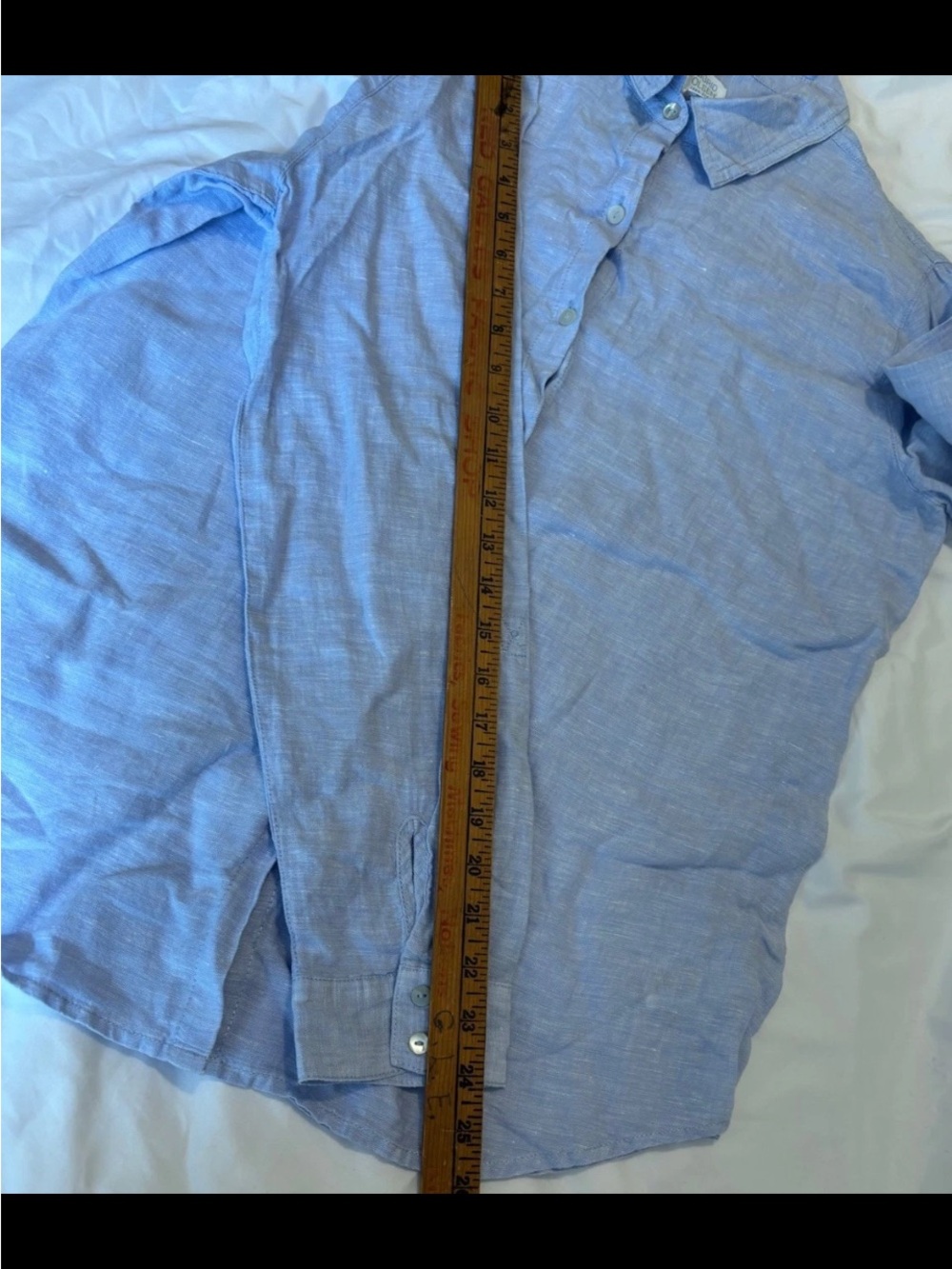 Sigrid Olsen Linen Blue Chambray Roll Tab Shell Button-Up Tunic Faux Button Back - Picture 7 of 7